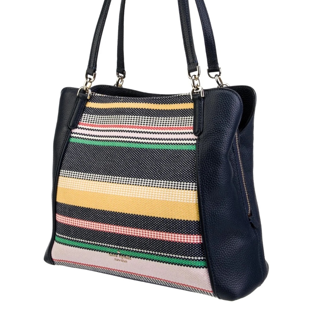KATE SPADE | Jackson Boardwalk Striped Canvas and Leather Tote NWOT, NCO - Picture 2 of 7